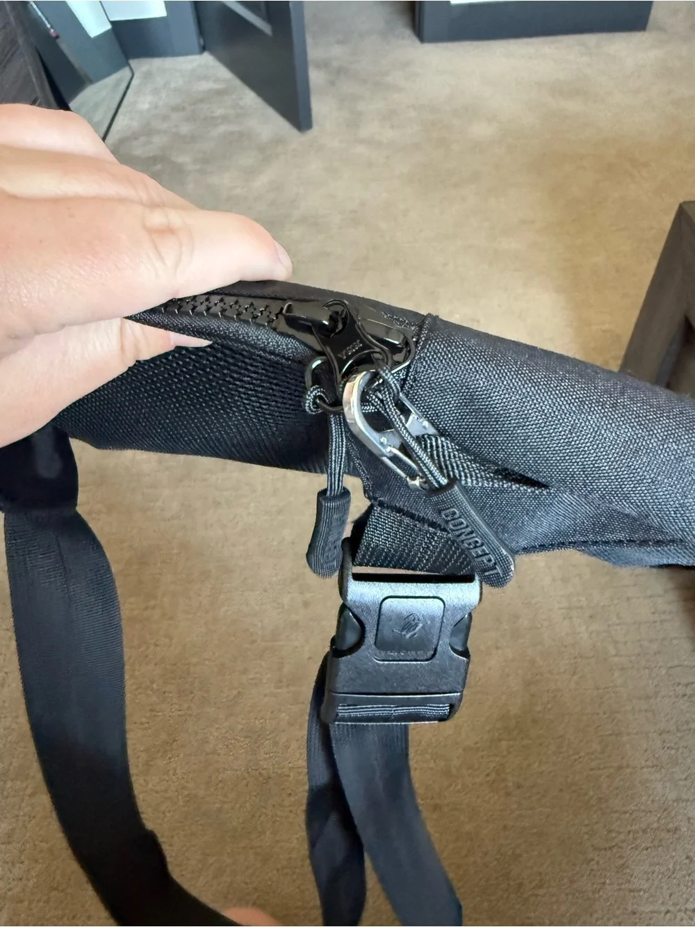 Concept Anti Theft Sling Bag Black Crossbody Travel Bag Multiple Pockets NWT 2